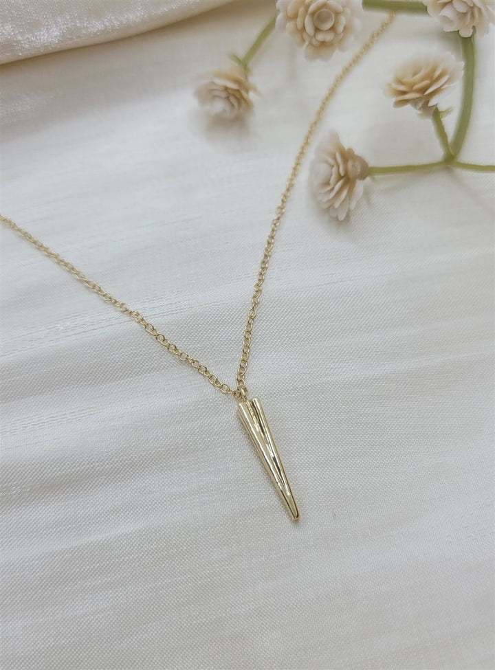 17.5" 14K Yellow Gold Spike Pendant Necklace