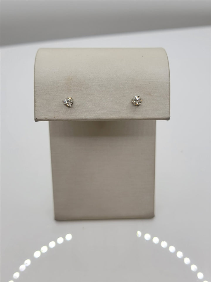 14K White Gold 0.29 Twt Round Cut Diamond Stud Earrings