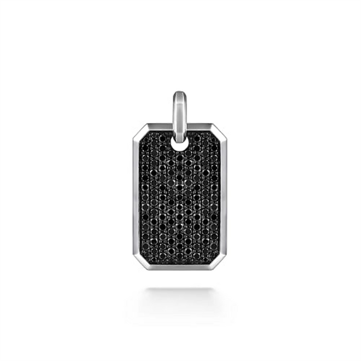 Men's Sterling Silver "Gabriel & Co." Black Spinel Dog Tag