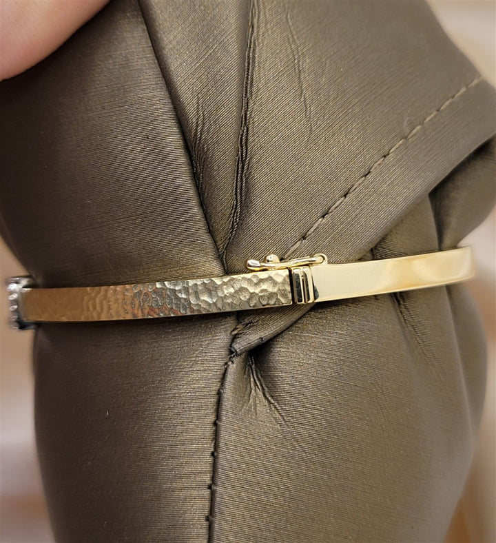 14K Two-Tone Gold Hammared Diamond Fashion Bracelet