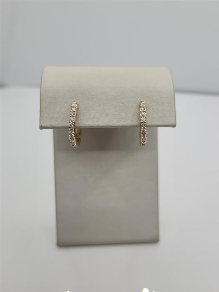 14K Yellow Gold Diamond Hoop Earrings