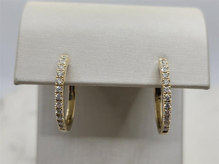 14K Yellow Gold Diamond Hoop Earrings