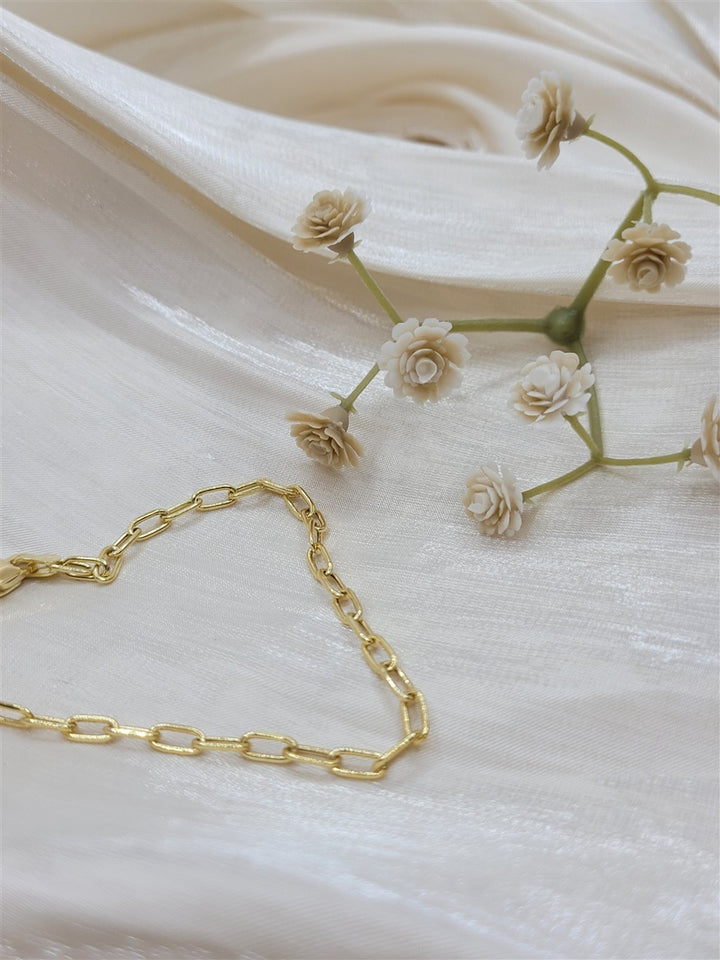 7" 14K 3.0 mm Semi-Solid Beveled Paperclip Chain Bracelet