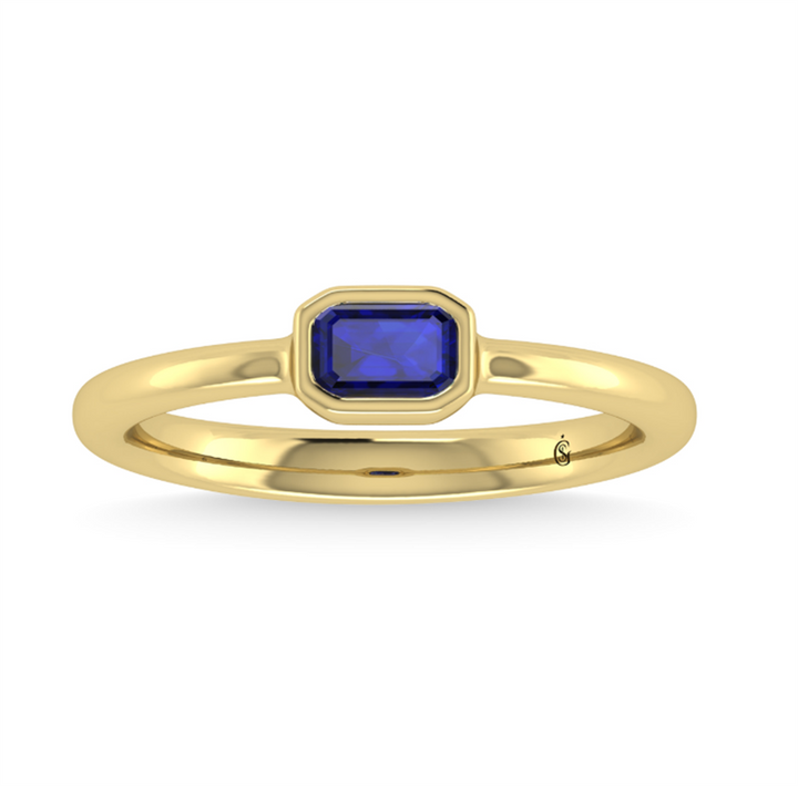 14K Yellow Gold Bezel East-West Sapphire Fashion Ring
