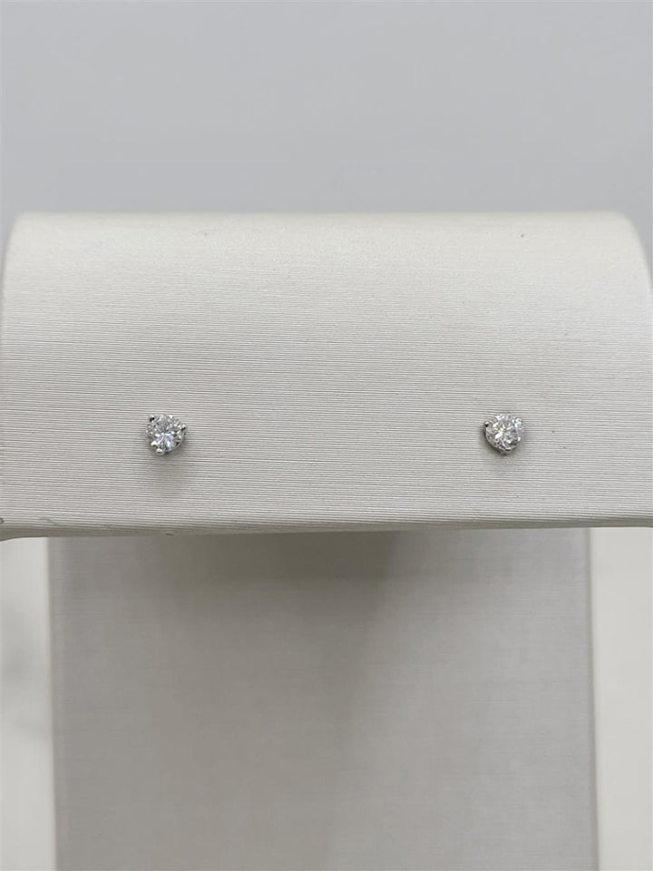 14K White Gold 0.15 Twt Round Diamond Stud Earrings