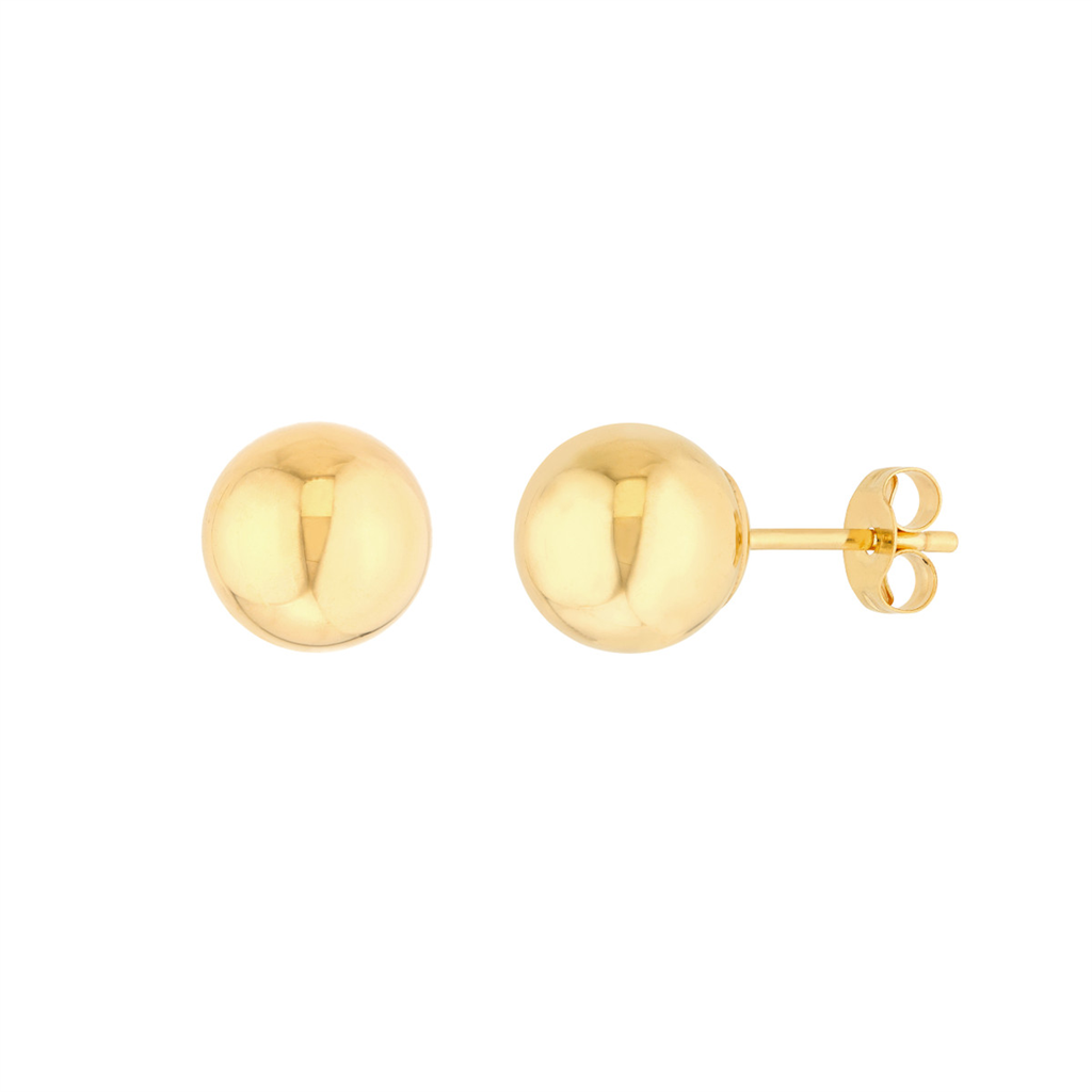 14K Yellow Gold 7mm Hollow Ball Stud Earrings