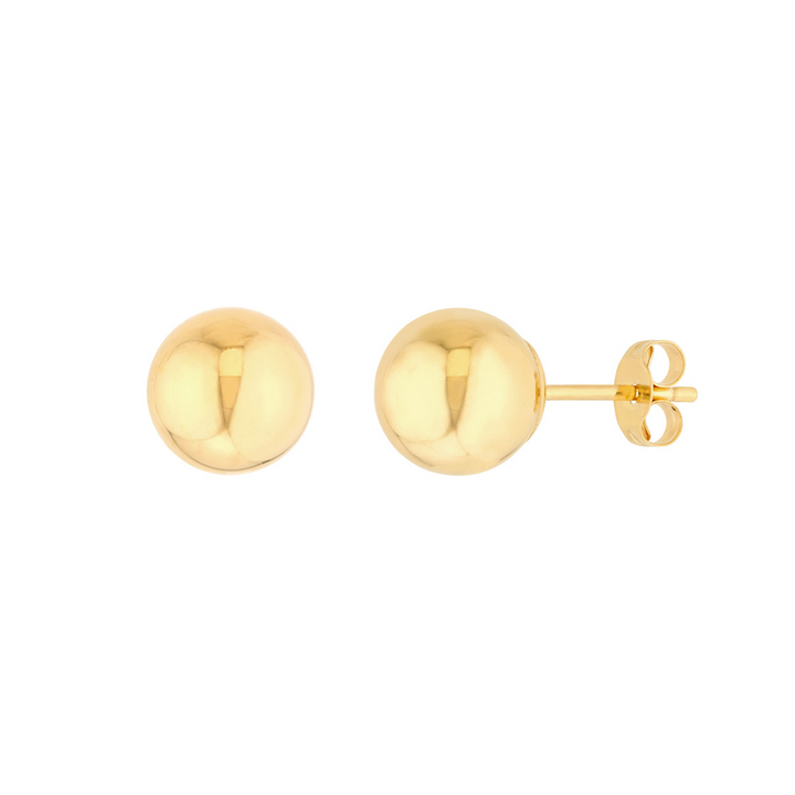 14K Yellow Gold 7mm Hollow Ball Stud Earrings
