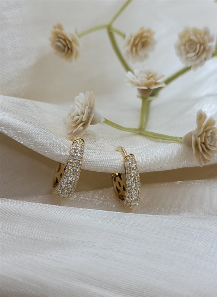 14K Yellow 1/2 Ctw Natural Diamond Hoop Earrings
