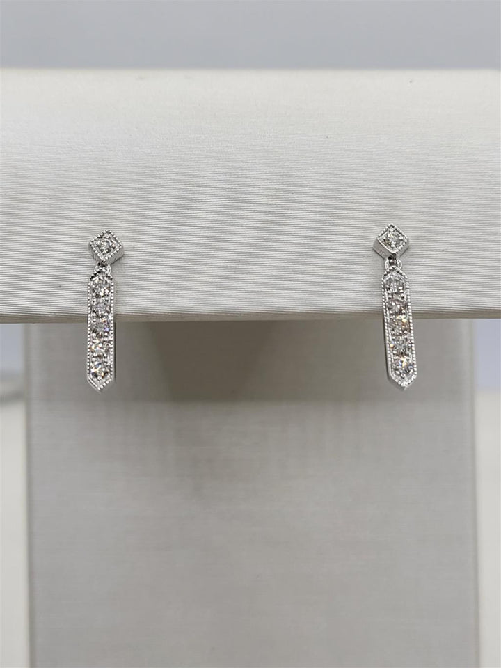 14K White Gold Dangle Diamond Fashion Earrings