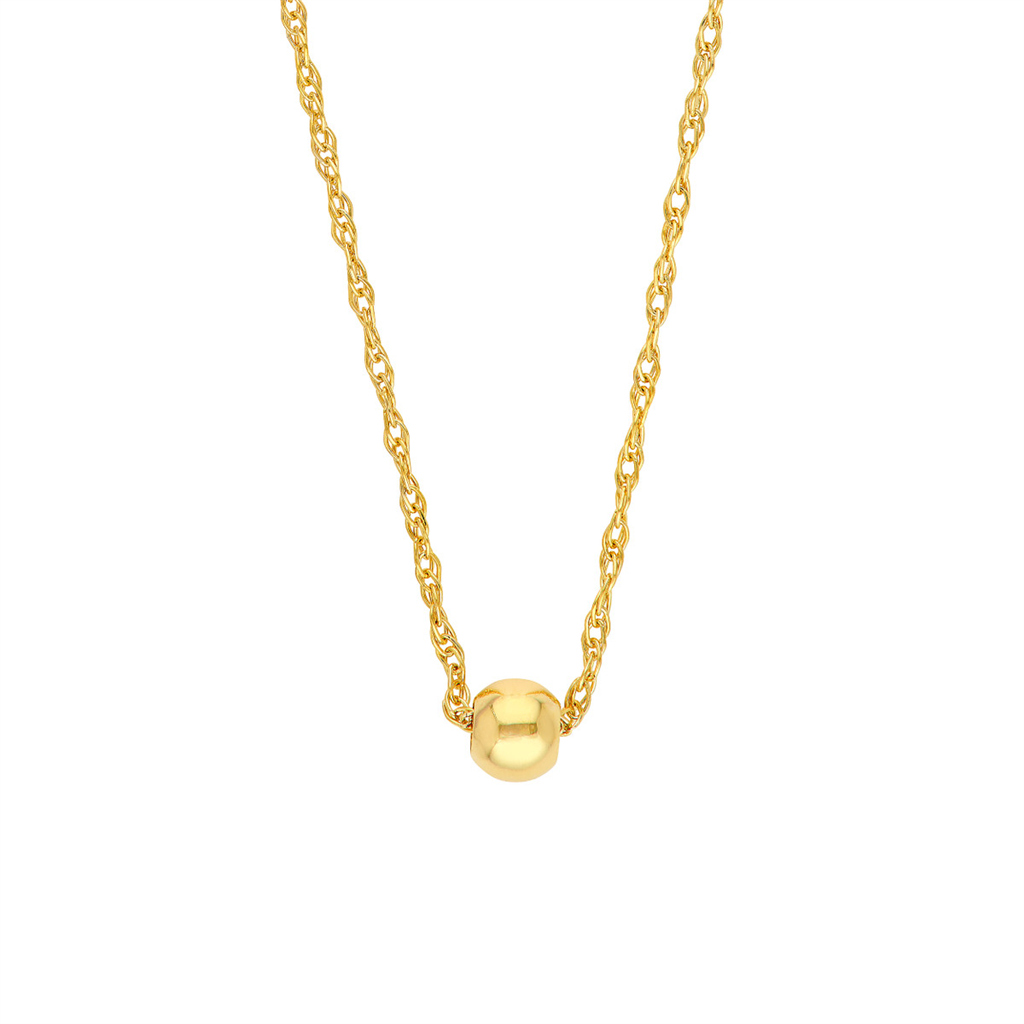 16-18" 14K Yellow Gold Round Bead Charm Necklace