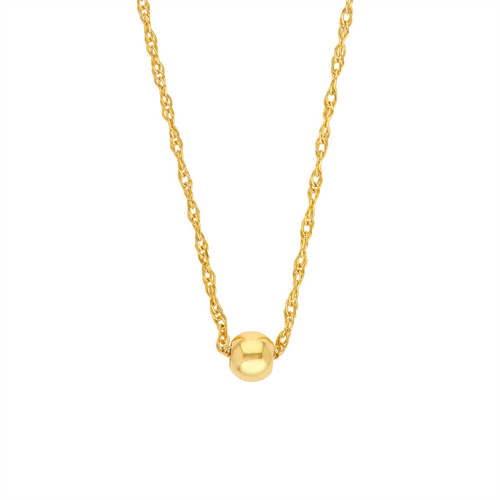 16-18" 14K Yellow Gold Round Bead Charm Necklace