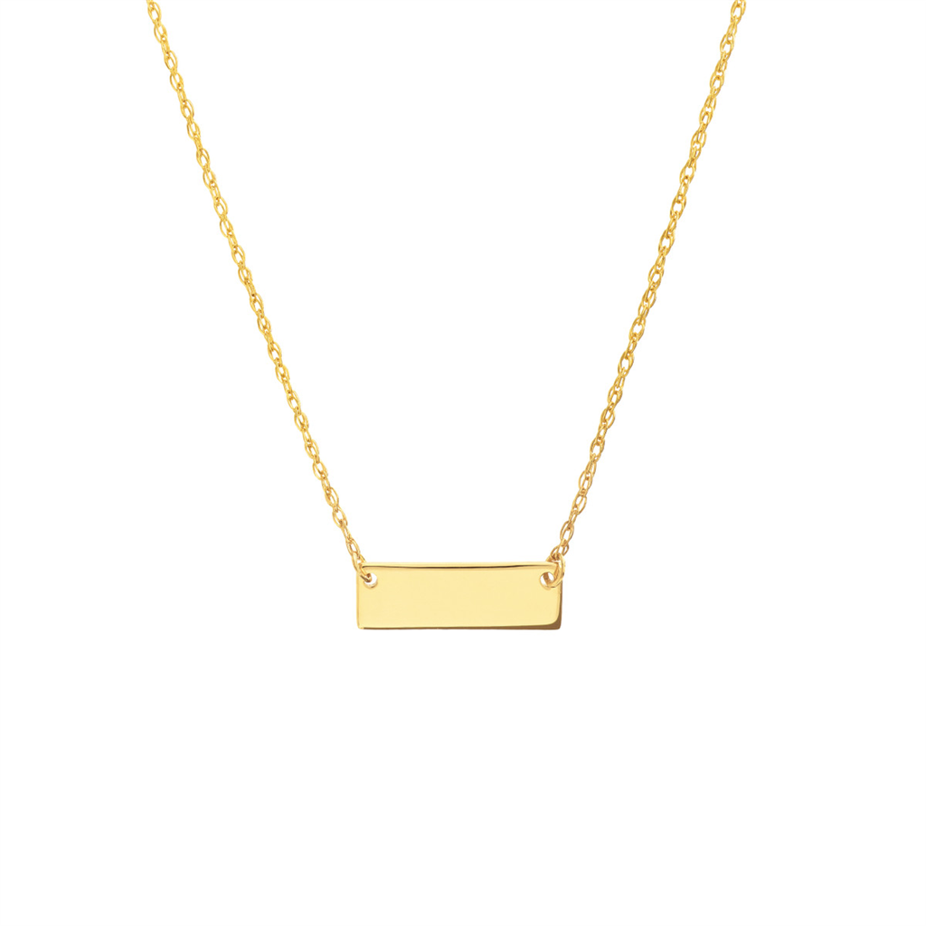 14K Yellow Gold Bar 18 Inch Gold Necklace