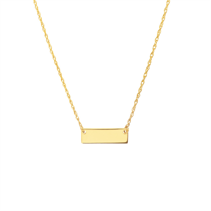 14K Yellow Gold Bar 18 Inch Gold Necklace