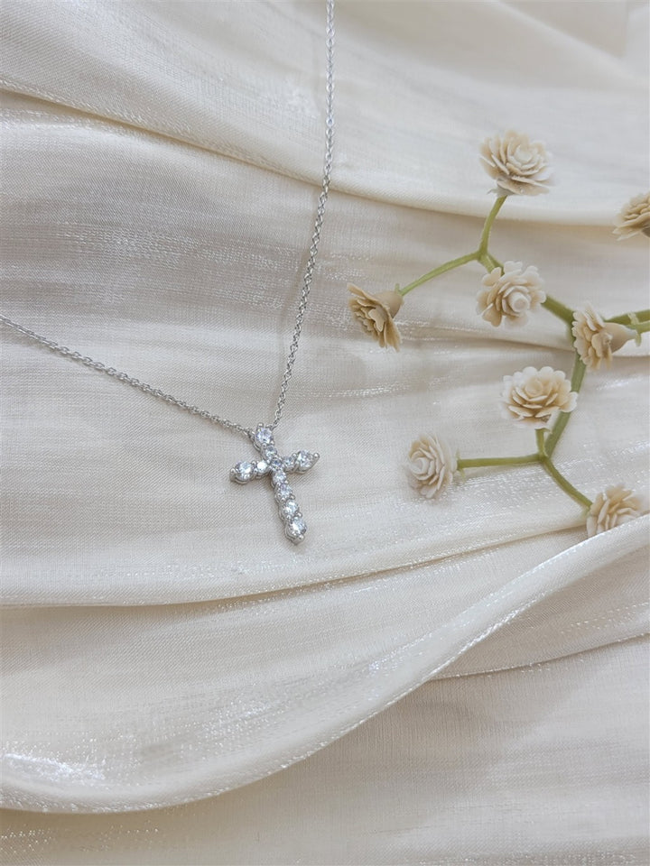 Sterling Silver Swarovski Crystal Graduating Cross Necklace