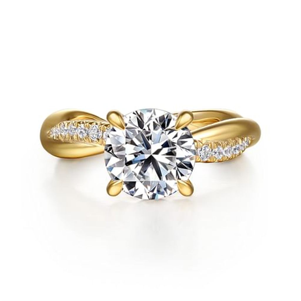 14K Yellow Gold Twist Gabriel & Co Diamond Engagement Ring