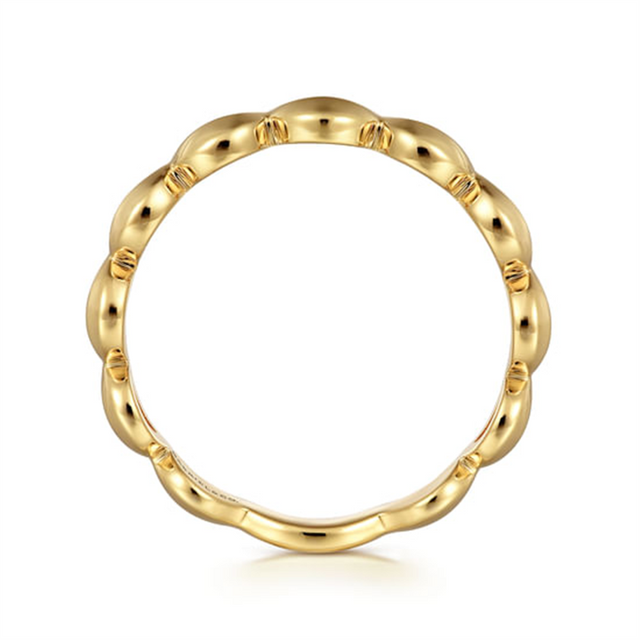 14K Yellow Plain Gold Scallop Stackable Ladies Ring