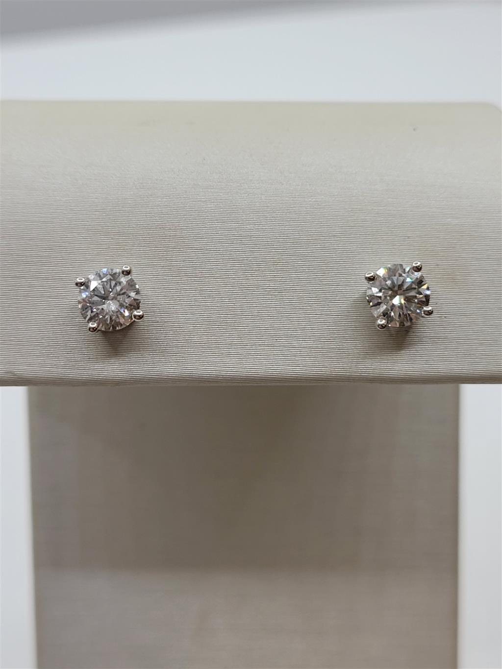 14K White Gold 1.00 Twt Round Cut Lab Grown Stud Earrings