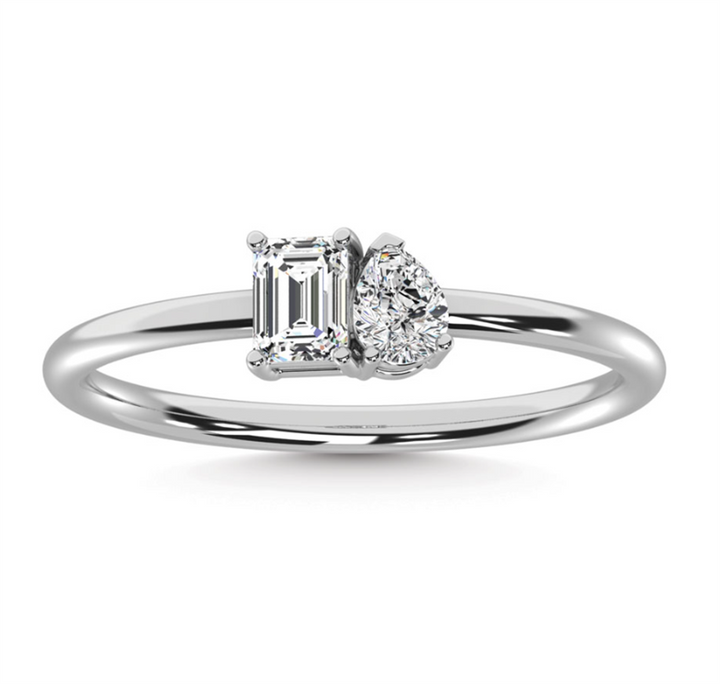 10K White Gold Two-Stone Lab Grown Diamond Ring