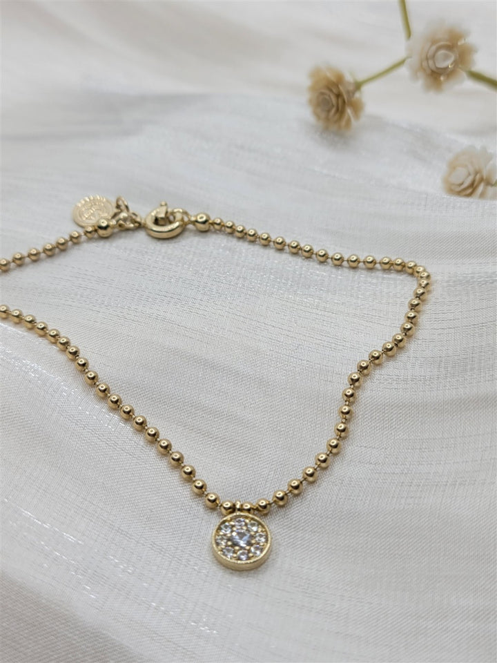 14K Yellow Gold "Gabriel & Co" Bujukan White Sapphire Pave Charm Bracelet