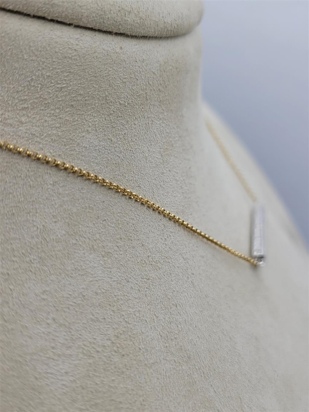 14K Two-Tone Gold Diamond Bar Necklace