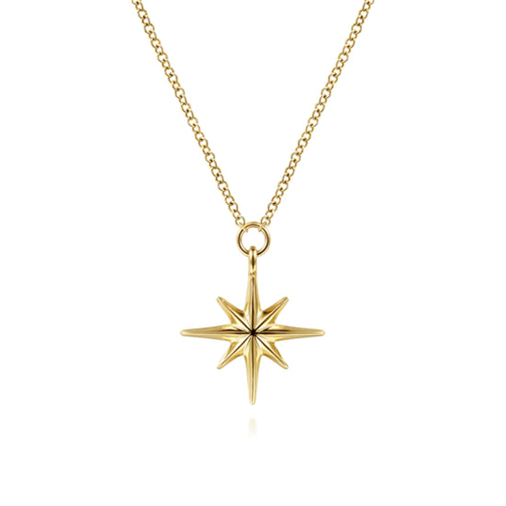 17.5" 14K Yellow Gold Star Pendant Necklace