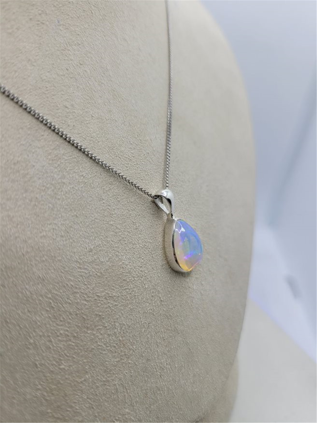 Sterling Silver Opal Pendant  Necklace
