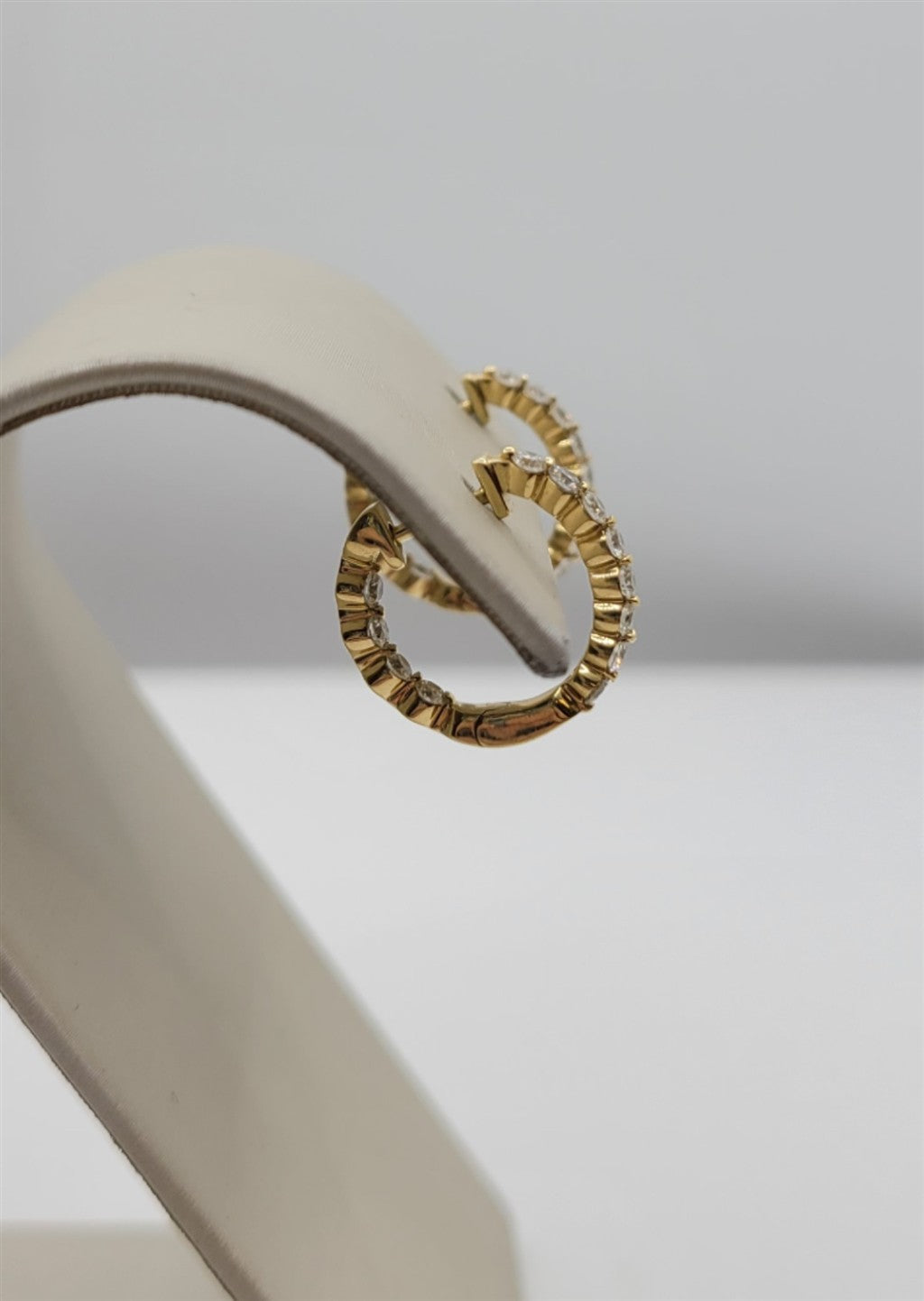 18K Yellow Gold Inside-Out Hinged Diamond Hoop Earrings