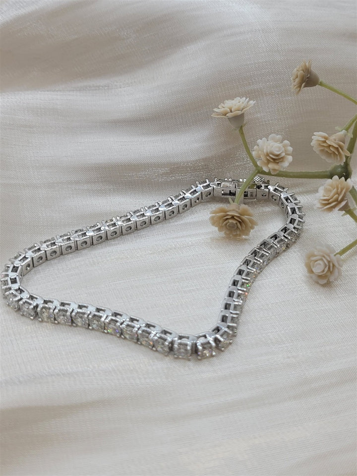 14K White Gold 7.16 ctw Round cut Diamond Bracelet