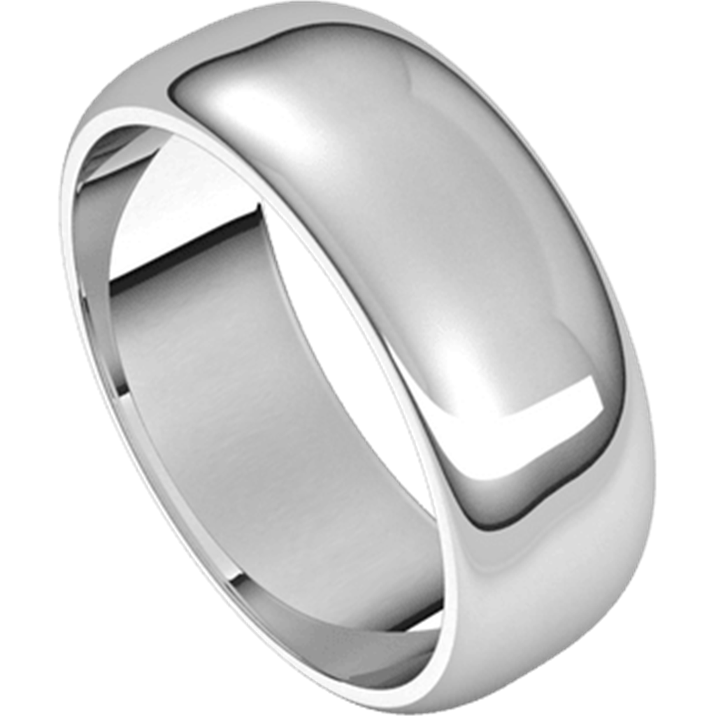 Sterling Silver 7.5 MM Half Round Wedding Ring