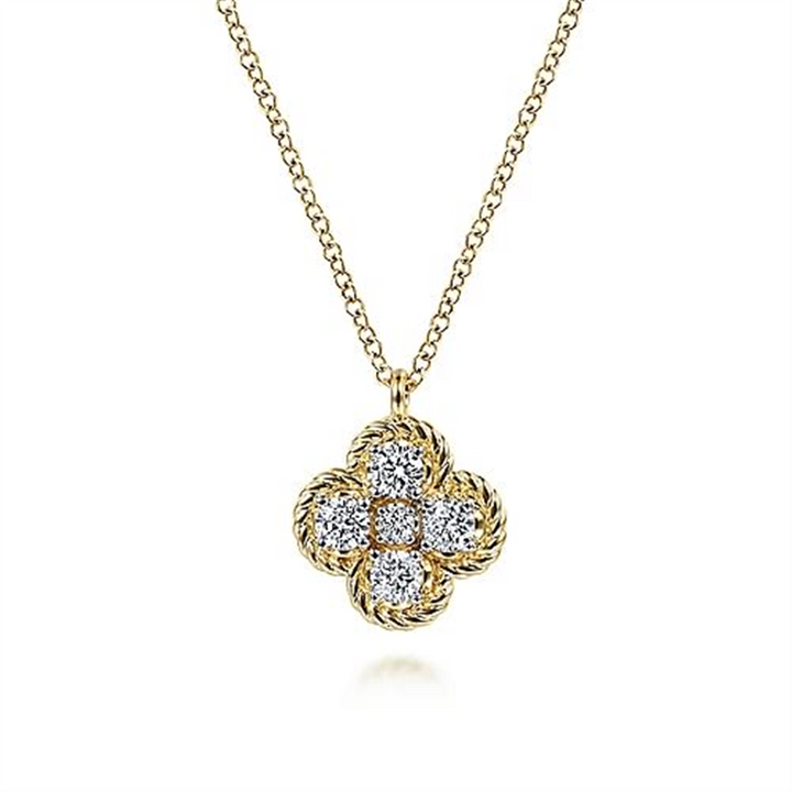 14K Yellow Gold 0.38 ctw Round cut Gabriel & Co. Diamond Necklace