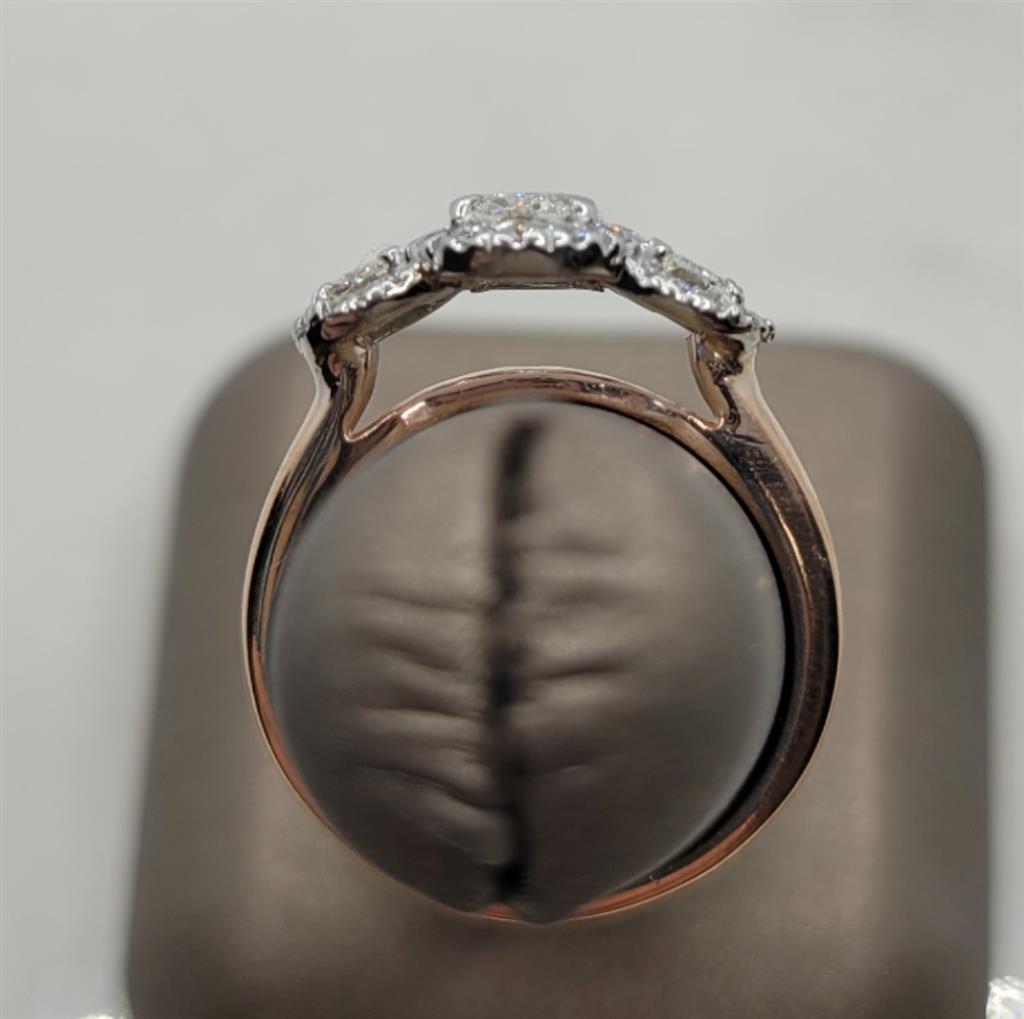 14K Two-Tone Gold Three Stone Diamond Engagement Ring