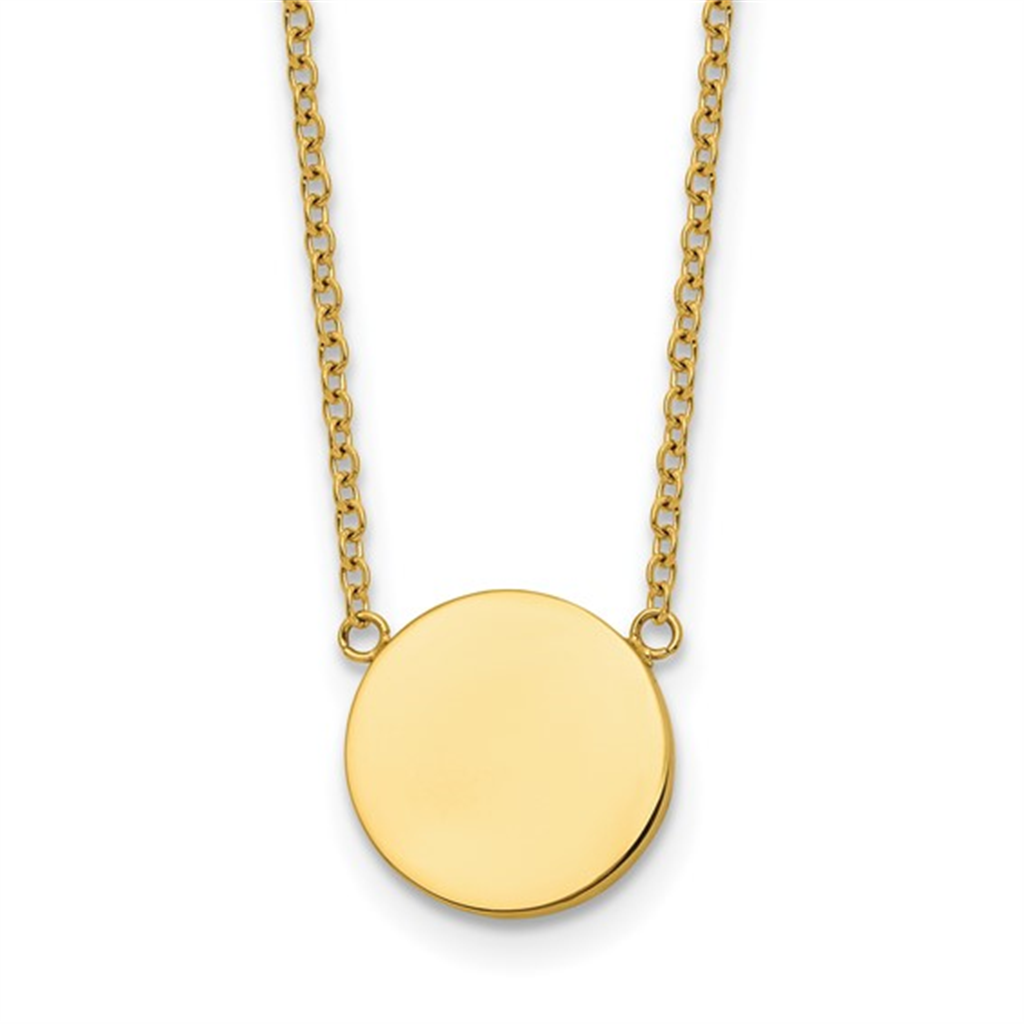 Sterling Silver Gold Plated Engravable Circle Necklace