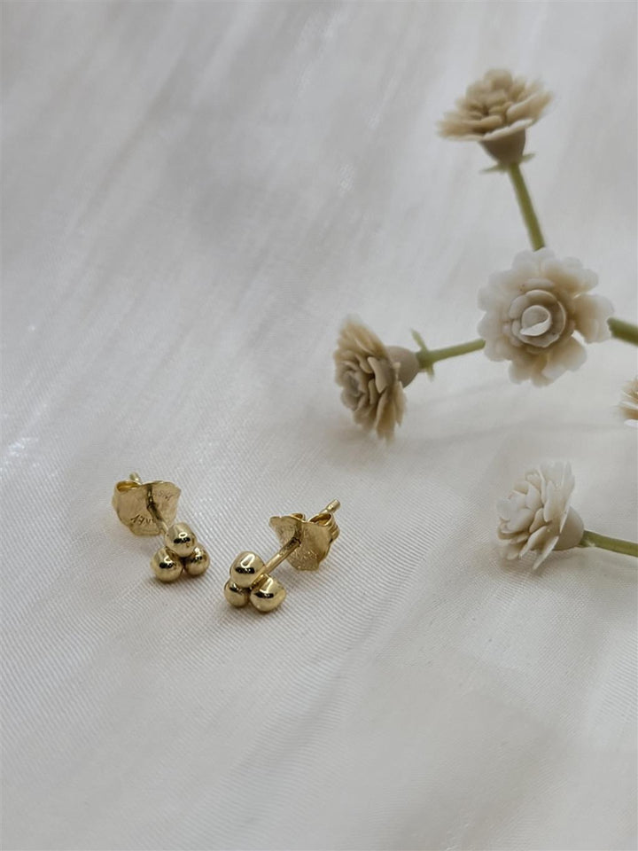 14K Yellow Gold Trinity Stud Earrings