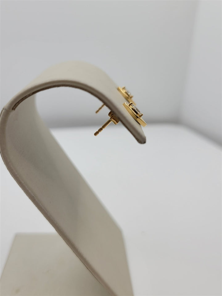 14K Yellow Gold Marquise Diamond Geometric Fashion Earrings