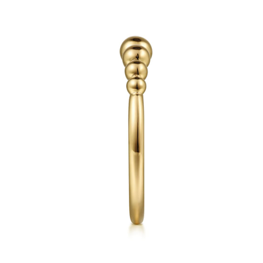 14K Yellow Gold Graduating Bujukan Bead Stackable Ring