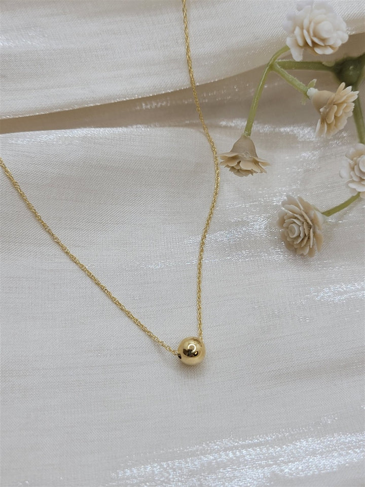 16-18" 14K Yellow Gold Round Bead Charm Necklace