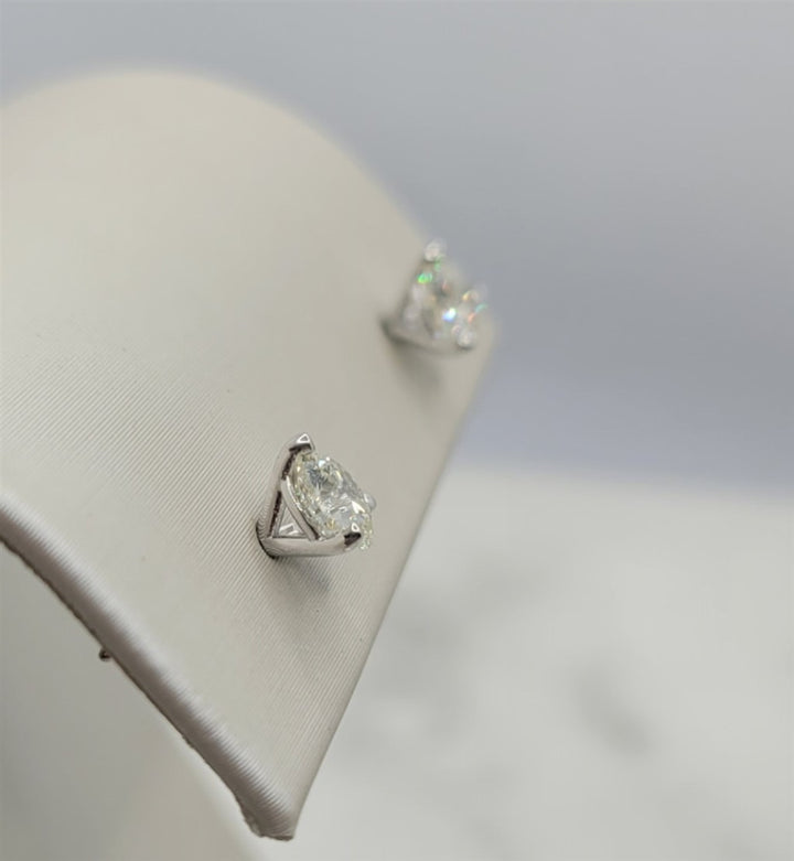 14K White Gold 1.00 Twt Round Cut Diamond Stud Earrings