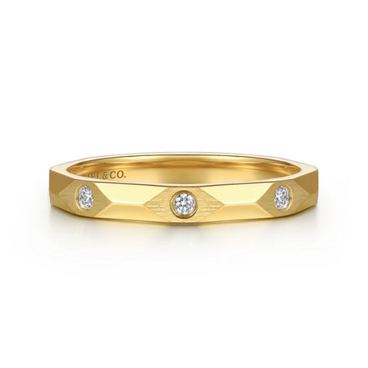 14K Yellow Gold Diamond Cut Stackable Ring