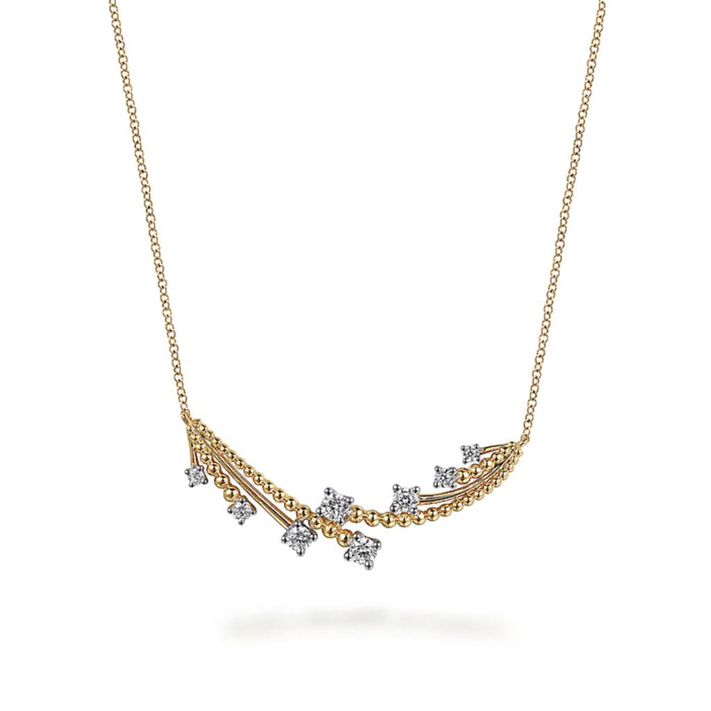 14K Yellow Gold "Gabriel & Co." Bujakan Shooting Star Diamond Fashion Necklace