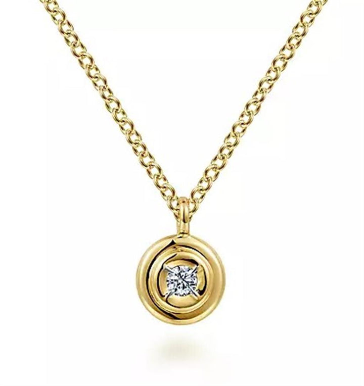 14K Yellow Gold 0.03 ctw Round cut Gabriel & Co. Diamond Necklace