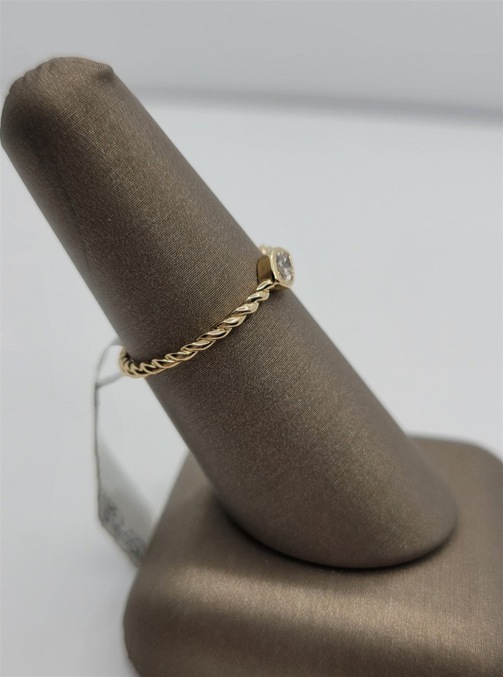 14K Yellow Gold Twisted Shank Bezel-Set Diamond Fashion Ring