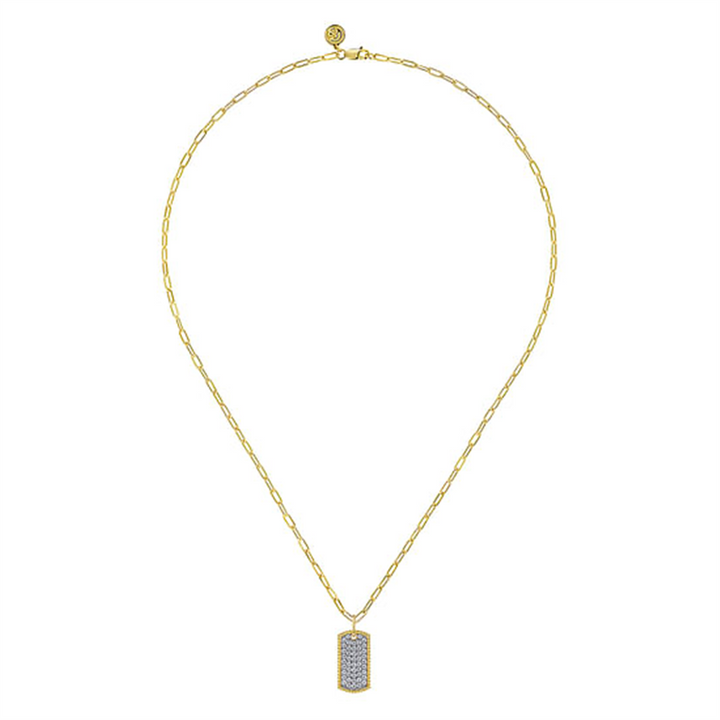 14K Yellow Gold "Gabriel & Co." Diamond Dog Tag Necklace