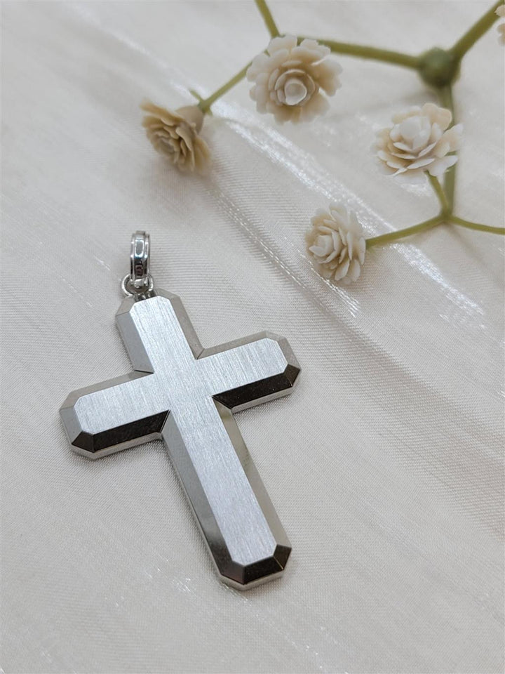 Sterling Silver "Gabriel & Co." Brushed Cross Pendant