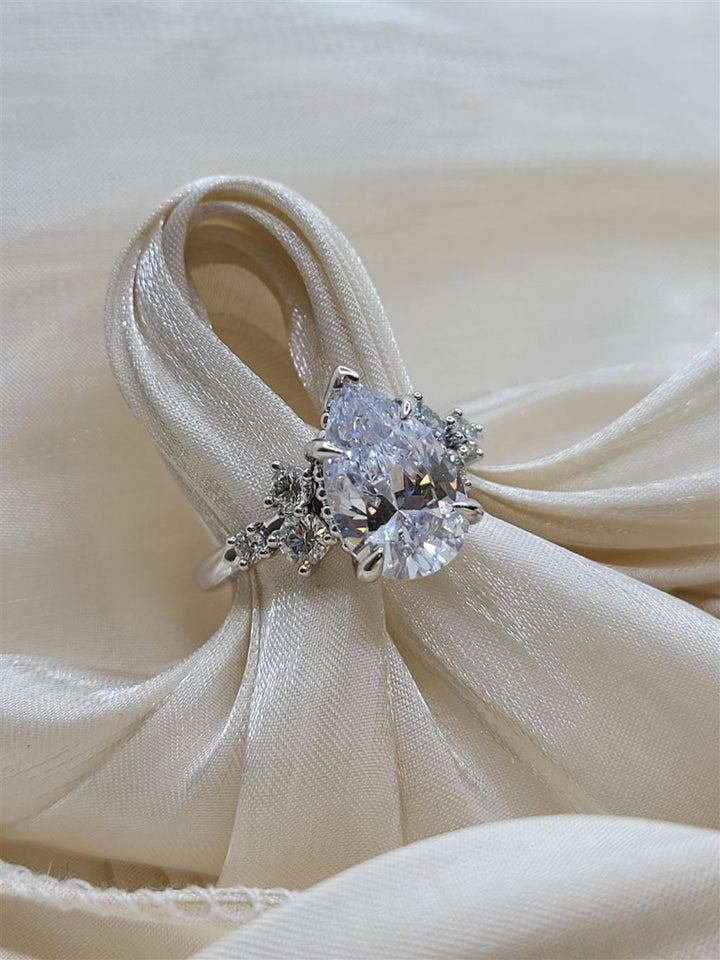 14K White Gold Beaded Halo Gabriel & Co Diamond Engagement Ring