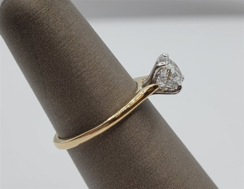 14K Yellow Gold & Platinum 1.01 Ctw Solitaire Engagement Ring