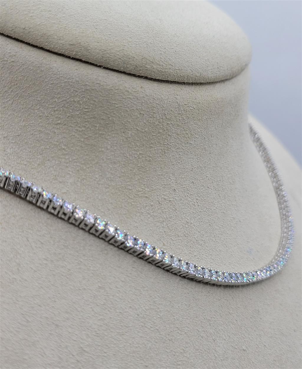 Sterling Silver Cubic Zirconia Tennis Link Silver Necklace