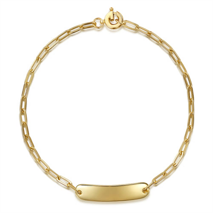 7" 14K Yellow Gold Paperclip Chain Personalizable Bracelet