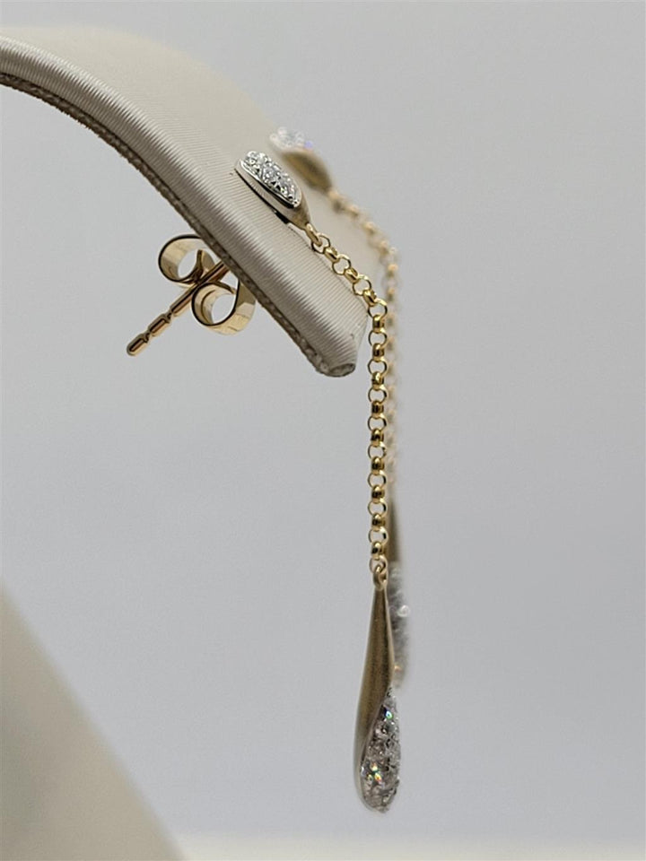 14K Two-Tone Gold Diamond Dangle Fashion Earrings