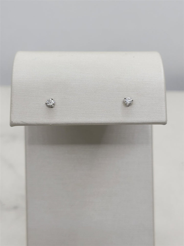 14K White Gold 0.11 Twt Round Diamond Stud Earrings