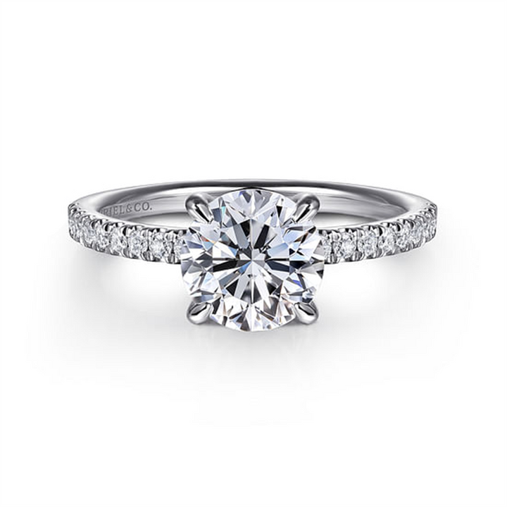 14K White Gold Hidden Halo Diamond Engagement Ring Mounting